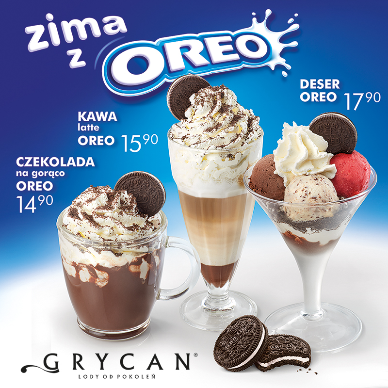 ZIMA Z OREO w lodziarnio-kawiarniach GRYCAN - Galeria Korona Kielce