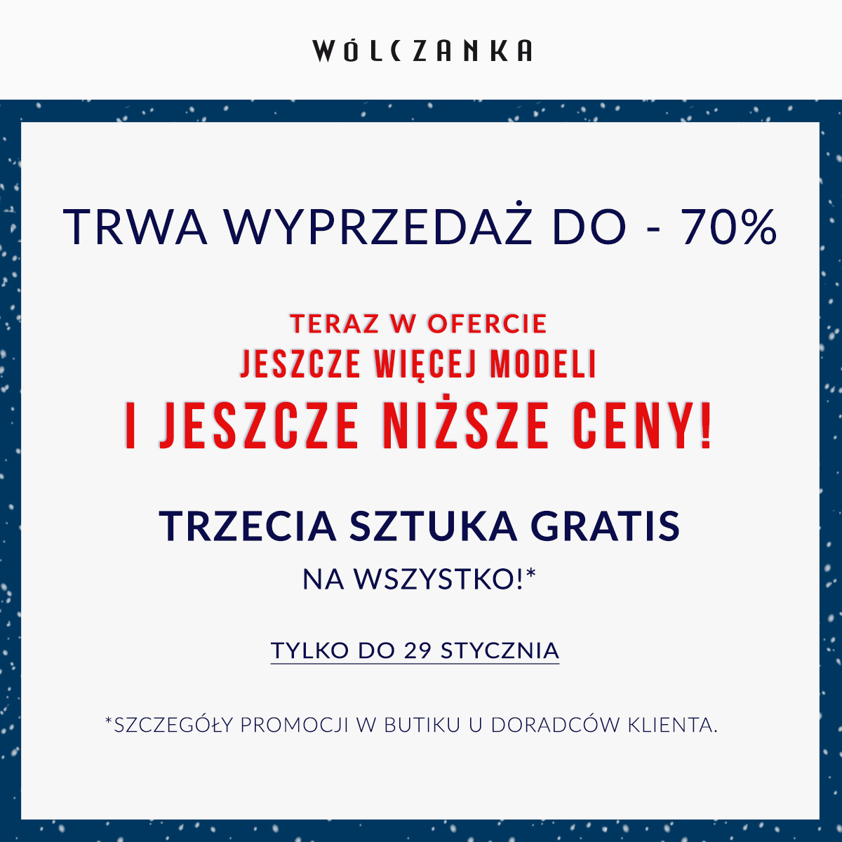 Trzecia sztuka gratis w butiku WÓLCZANKA - Galeria Korona Kielce