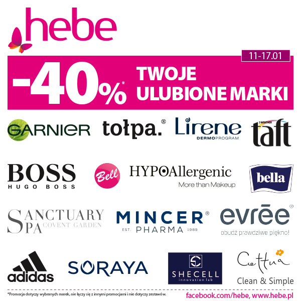 Twoje ulubione marki -40% w HEBE - Galeria Korona Kielce