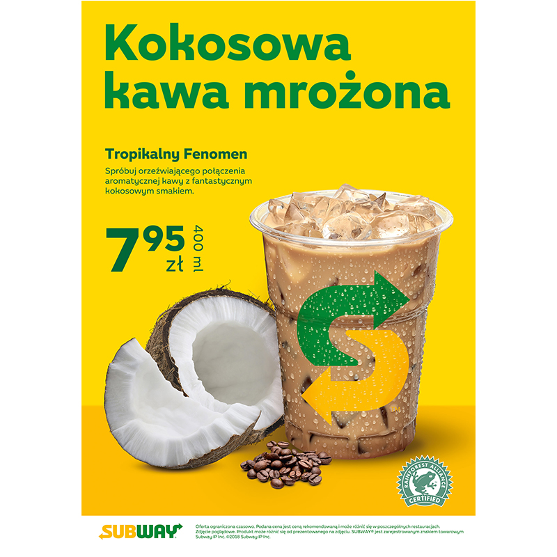 Mrożona kawa kokosowa ponownie w SUBWAY®! - Galeria Korona Kielce