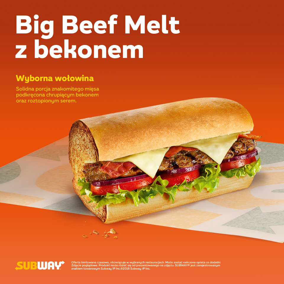 Big Beef Melt z bekonem w restauracjach SUBWAY®! - Galeria Korona Kielce