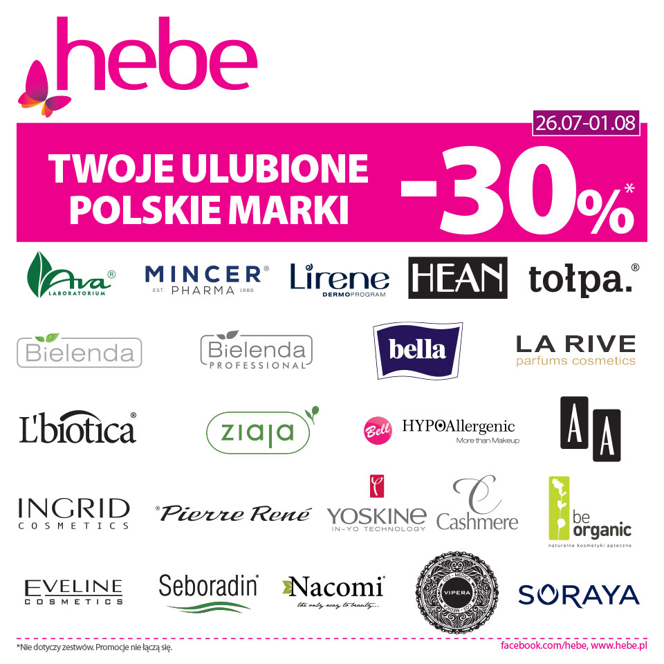 Twoje Ulubione Polskie Marki – 30% w HEBE - Galeria Korona Kielce
