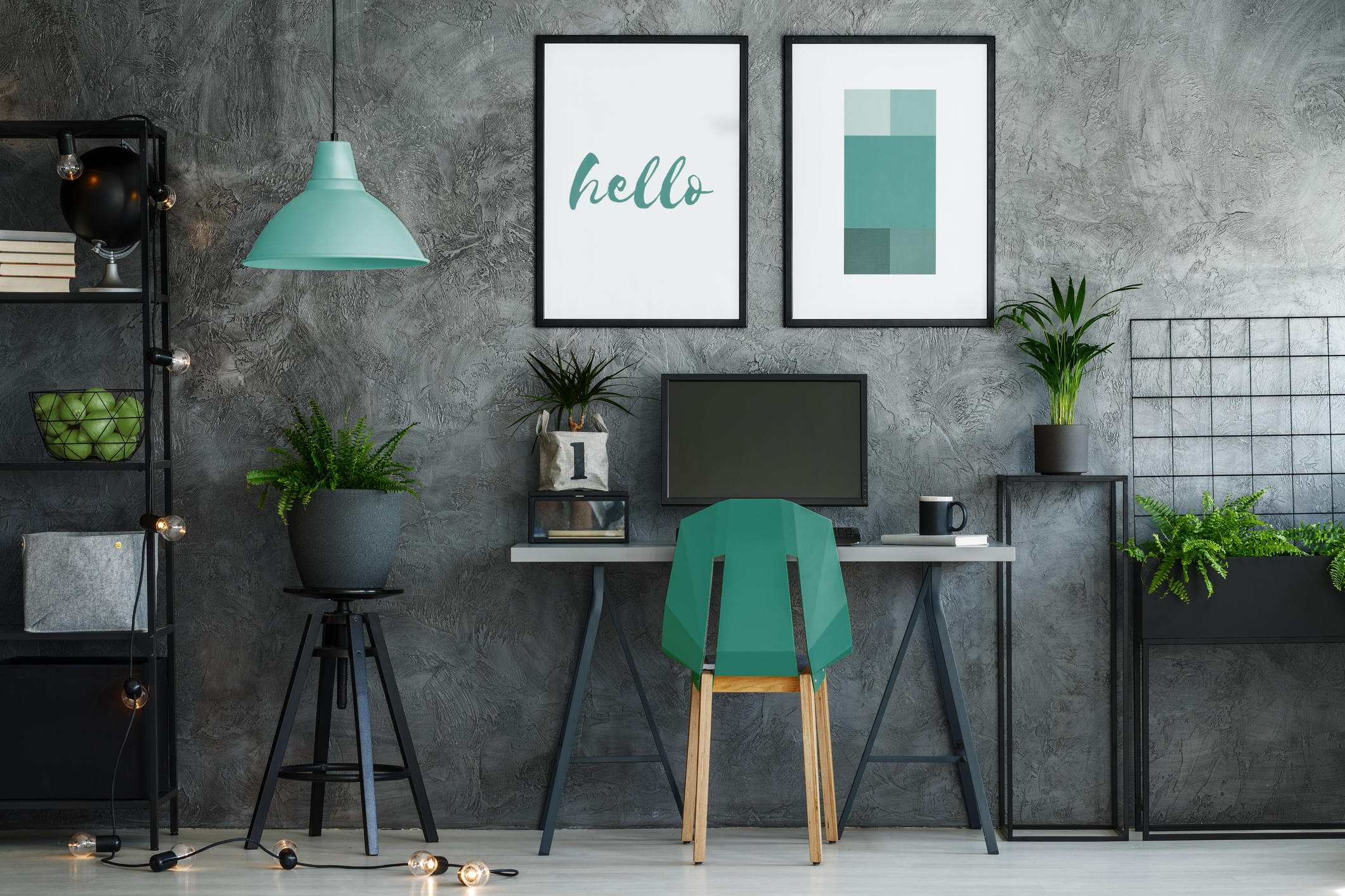 Office interior with turquoise decor - Galeria Korona Kielce