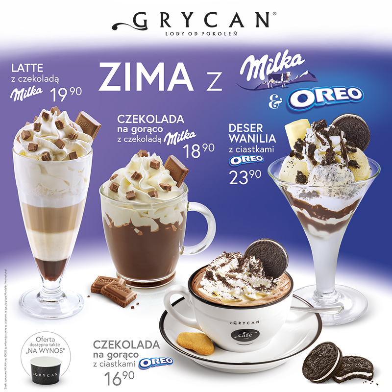 Zima z Milka&Oreo w lodziarnio-kawiarniach Grycan - Galeria Korona Kielce