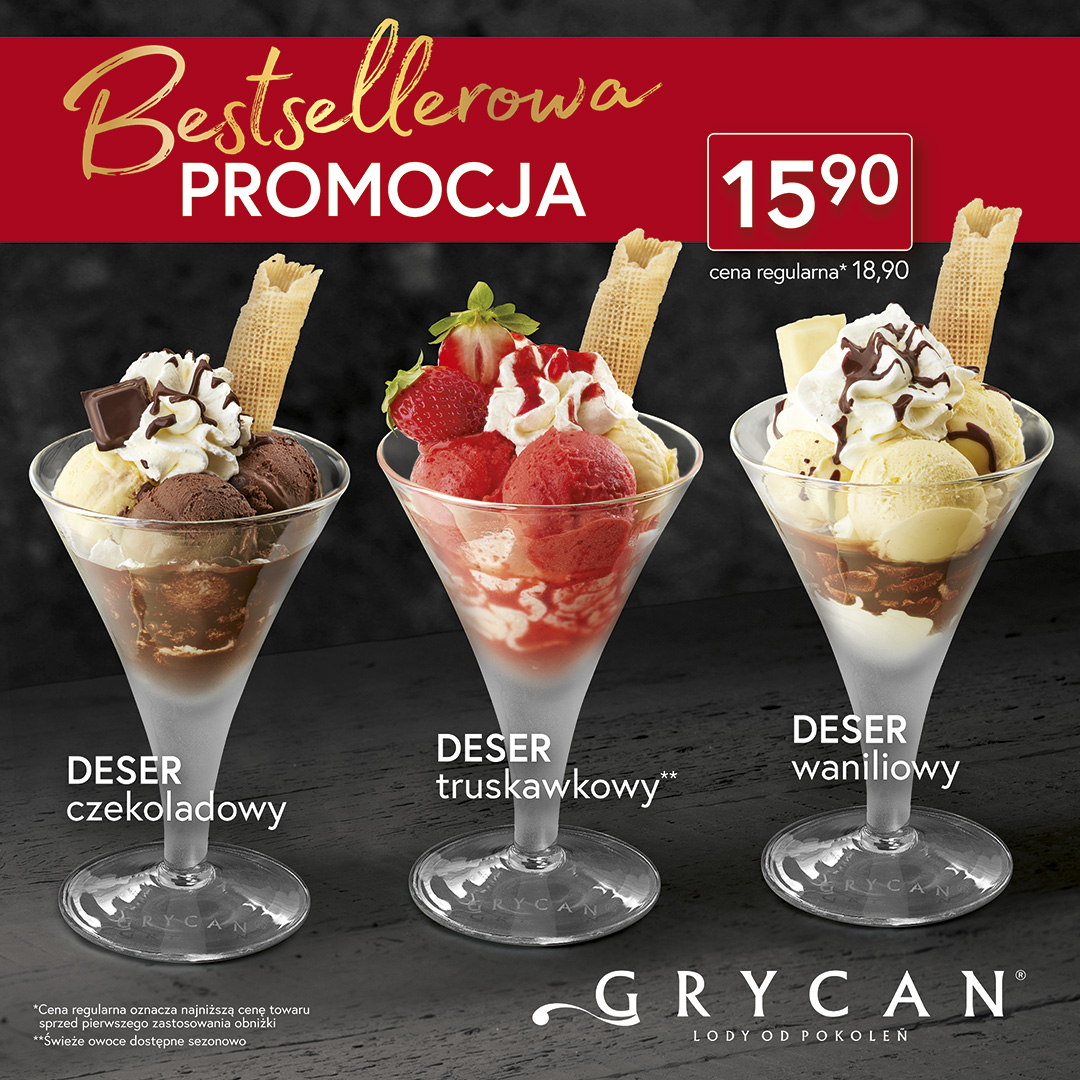 BESTSELLEROWA PROMOCJA w lodziarnio-kawiarniach GRYCAN! - Galeria Korona Kielce
